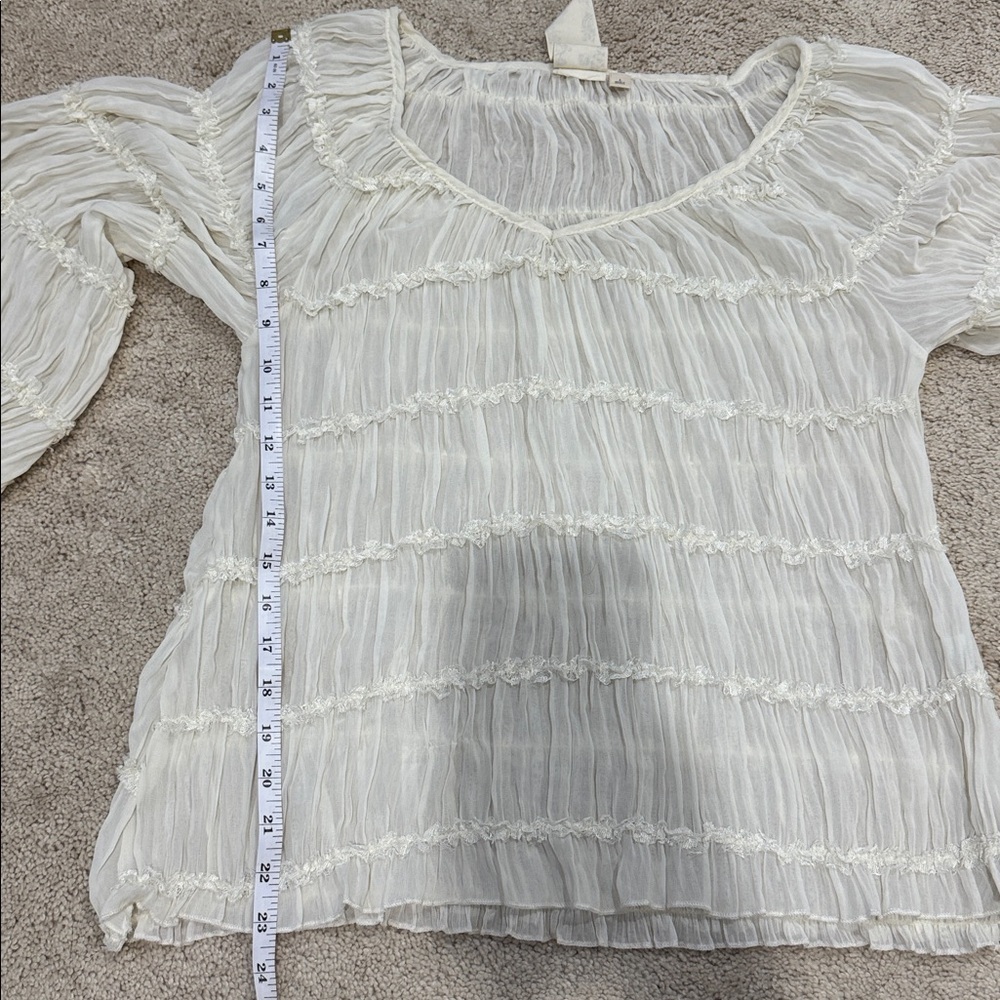 Blu Pepper Cream Textured Blouse - Picture 6 of 7